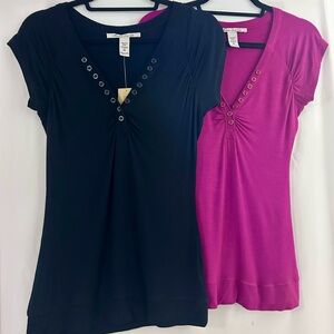 2 American Rag Black and Pink Short Sleeve Tops